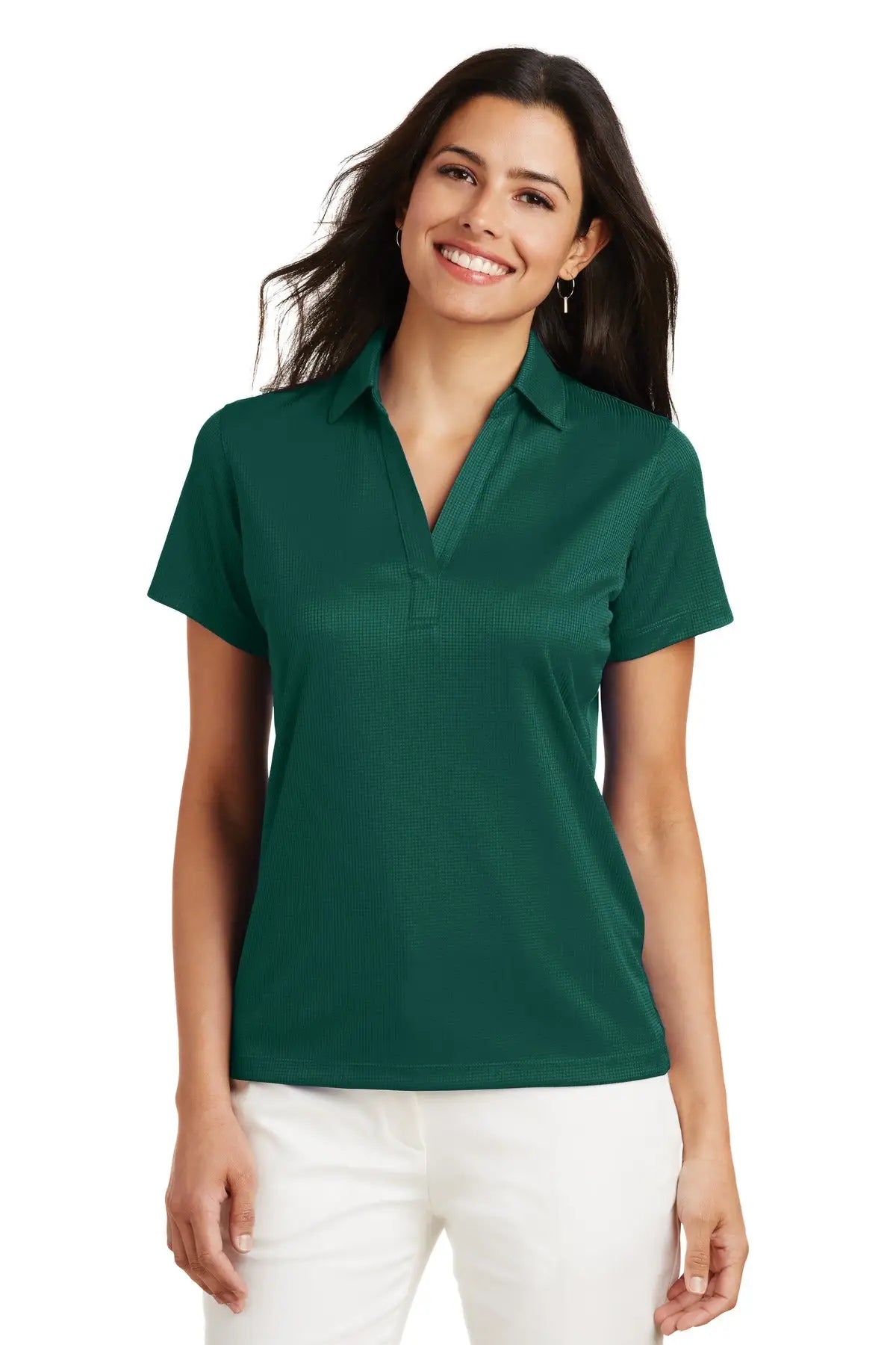 Port Authority L528 Women’s Performance Fine Jacquard Polo - Green Glen - Ladies Xs