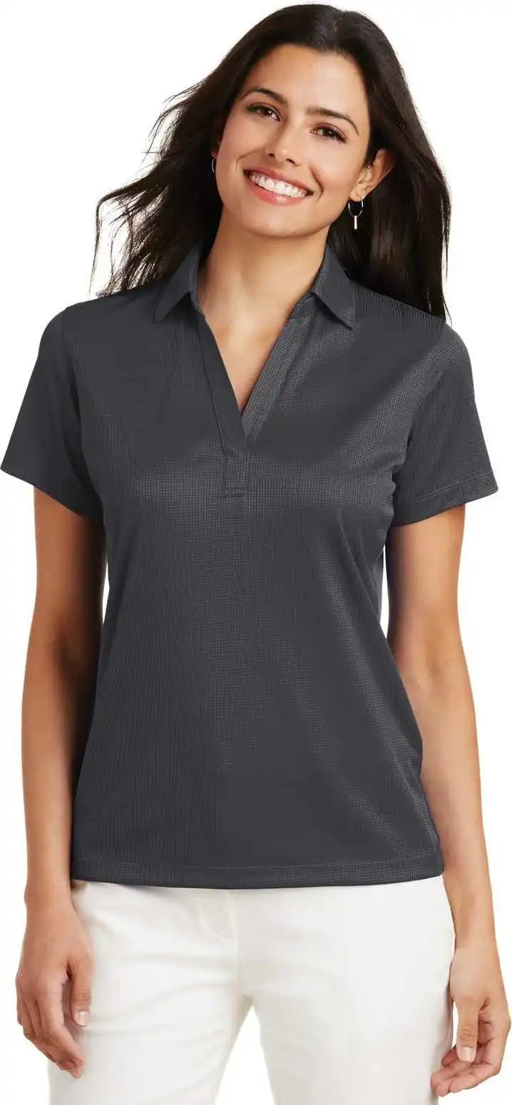 Port Authority L528 Women’s Performance Fine Jacquard Polo - Grey Smoke