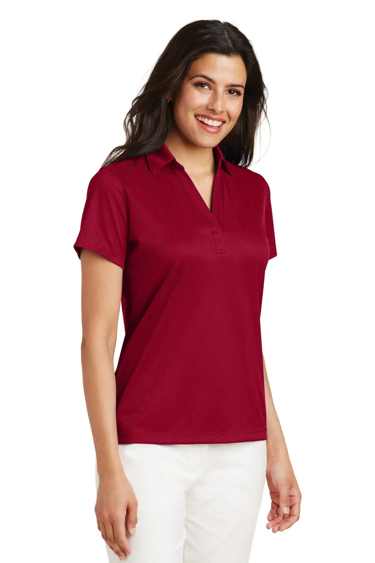 Port Authority L528 Women’s Performance Fine Jacquard Polo - Rich Red