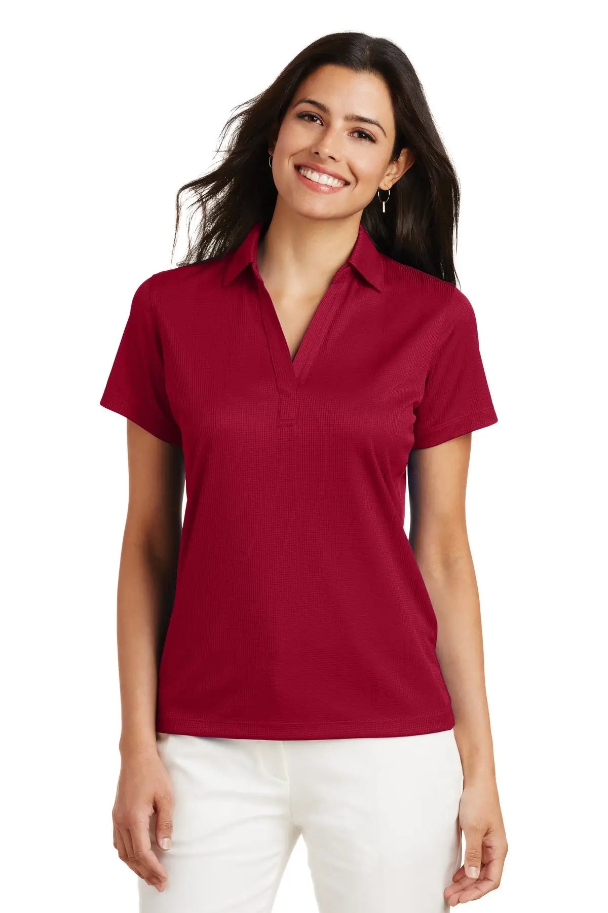 Port Authority L528 Women’s Performance Fine Jacquard Polo - Rich Red - Ladies Xs