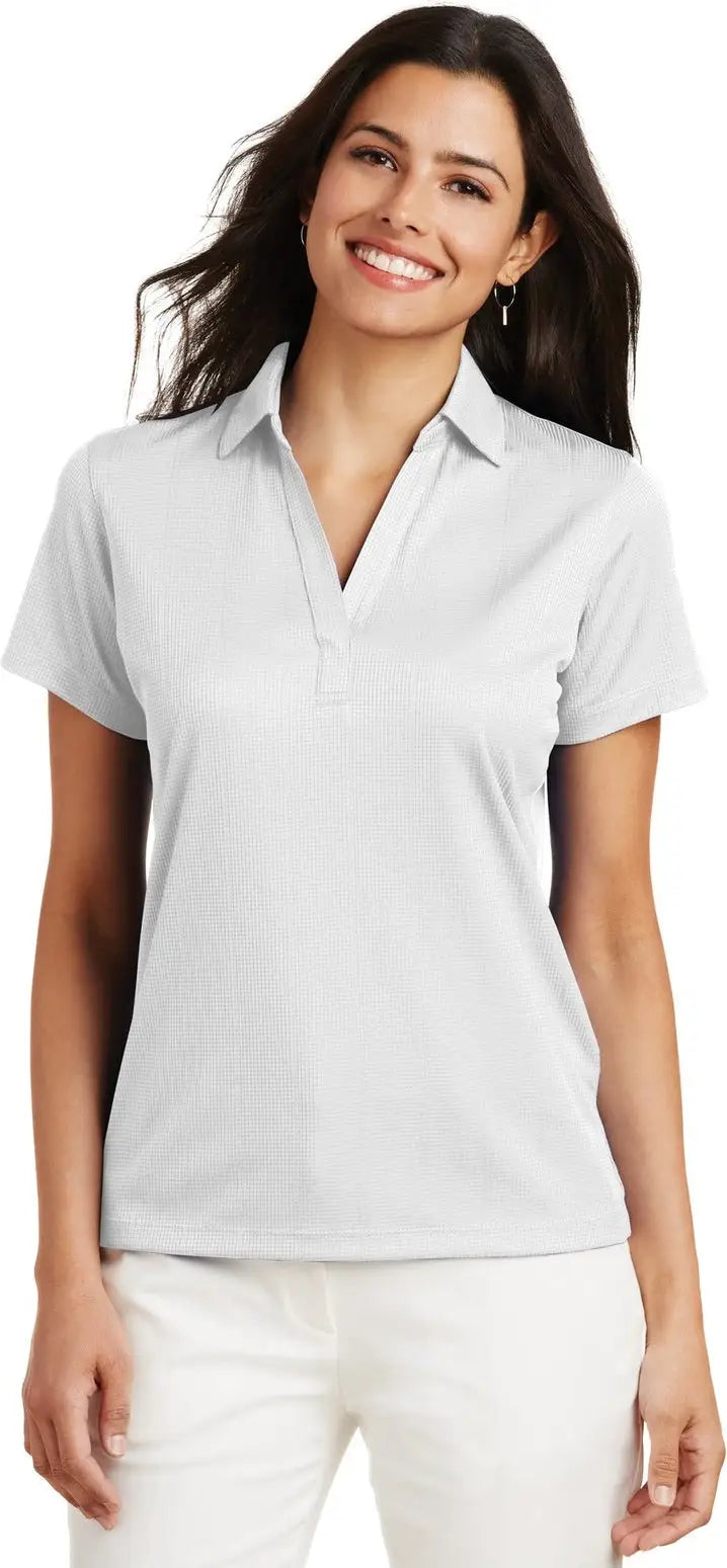 Port Authority L528 Women’s Performance Fine Jacquard Polo - White - Ladies Xs