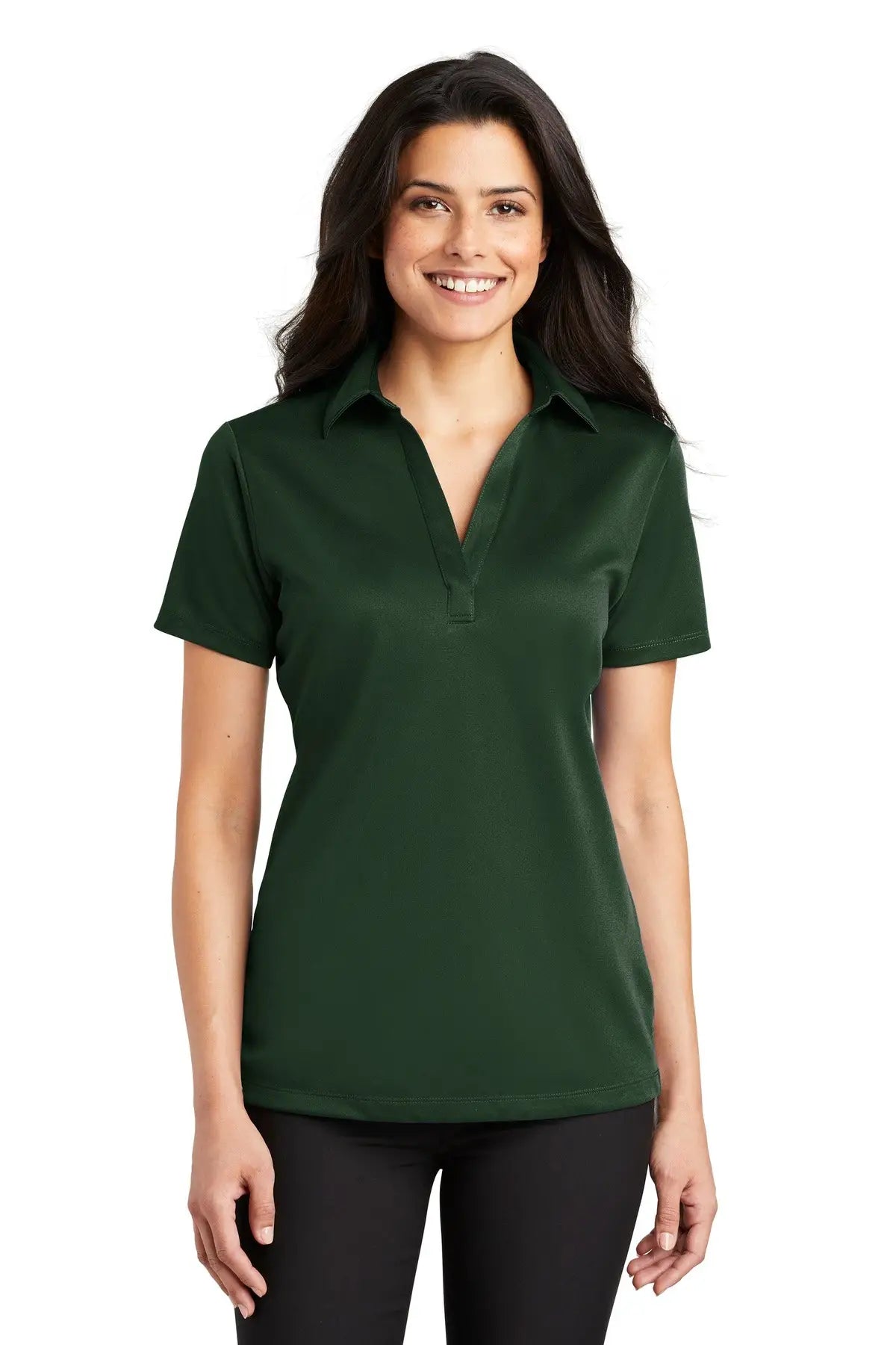 Port Authority L540 Women’s Silk Touch Performance Polo - Dark Green - Ladies Xs