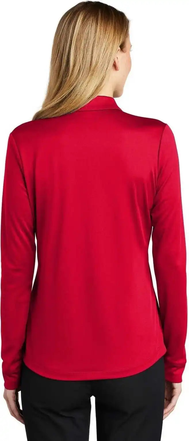 Port Authority L540ls Ladies Silk Touch Performance Long Sleeve Polo - Red