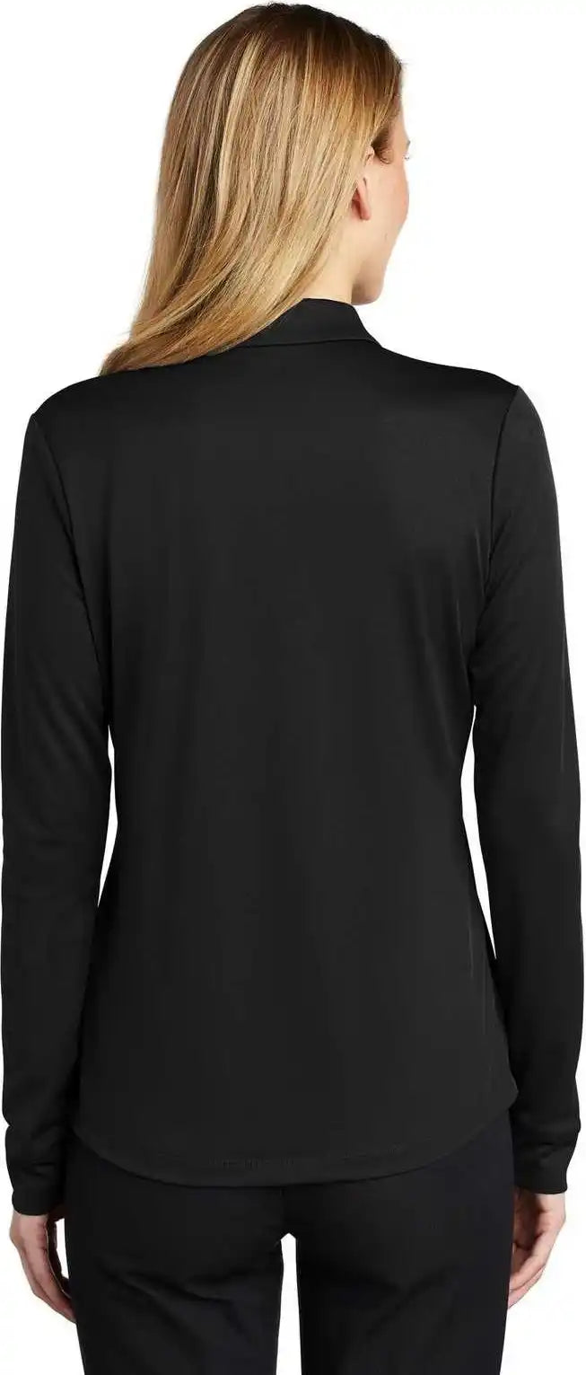 Port Authority L540ls Ladies Silk Touch Performance Long Sleeve Polo - Black