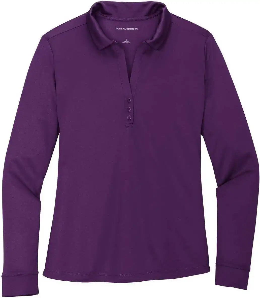 Port Authority L540ls Ladies Silk Touch Performance Long Sleeve Polo - Bright Purple