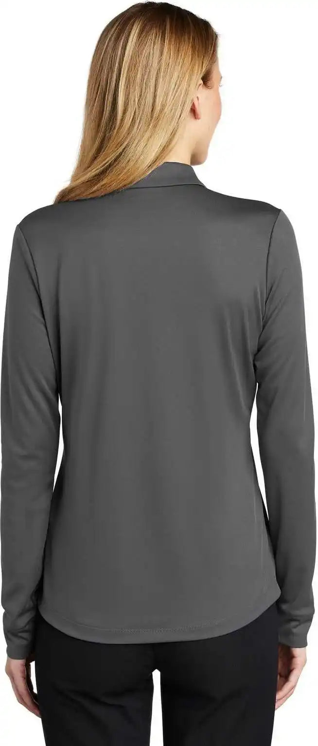 Port Authority L540ls Ladies Silk Touch Performance Long Sleeve Polo Steel Gray
