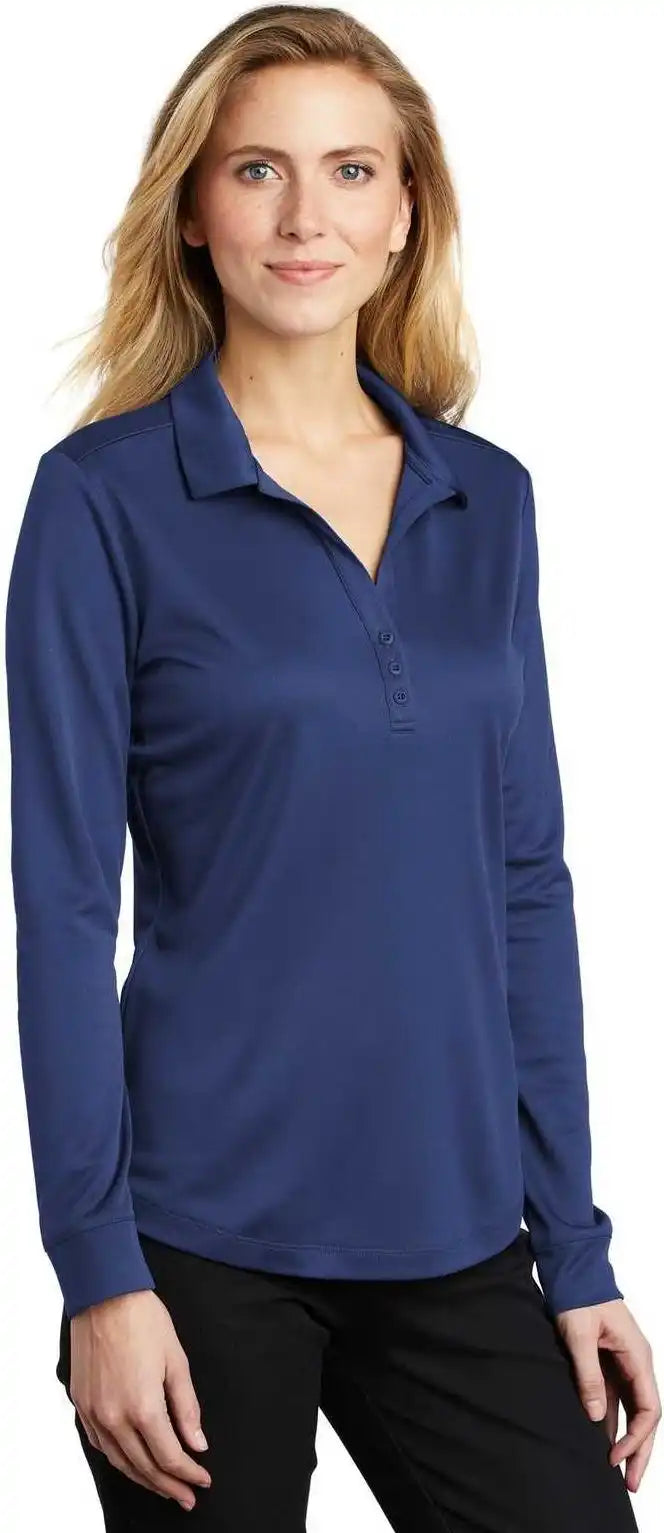 Port Authority L540ls Ladies Silk Touch Performance Long Sleeve Polo - Royal