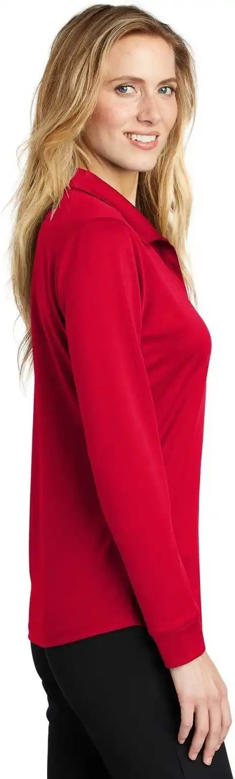 Port Authority L540ls Ladies Silk Touch Performance Long Sleeve Polo - Red