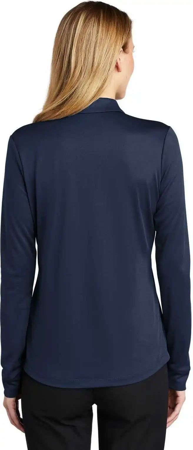Port Authority L540ls Ladies Silk Touch Performance Long Sleeve Polo - Navy