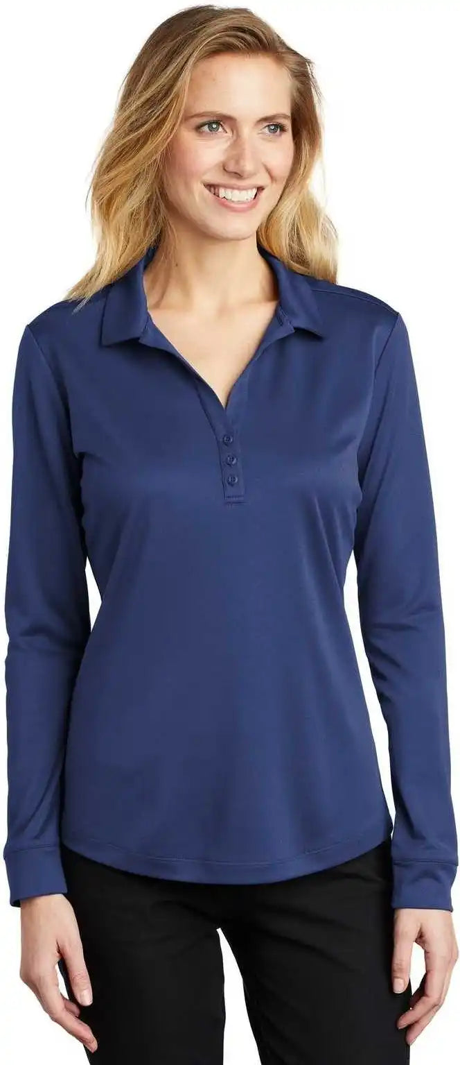 Port Authority L540ls Ladies Silk Touch Performance Long Sleeve Polo - Royal