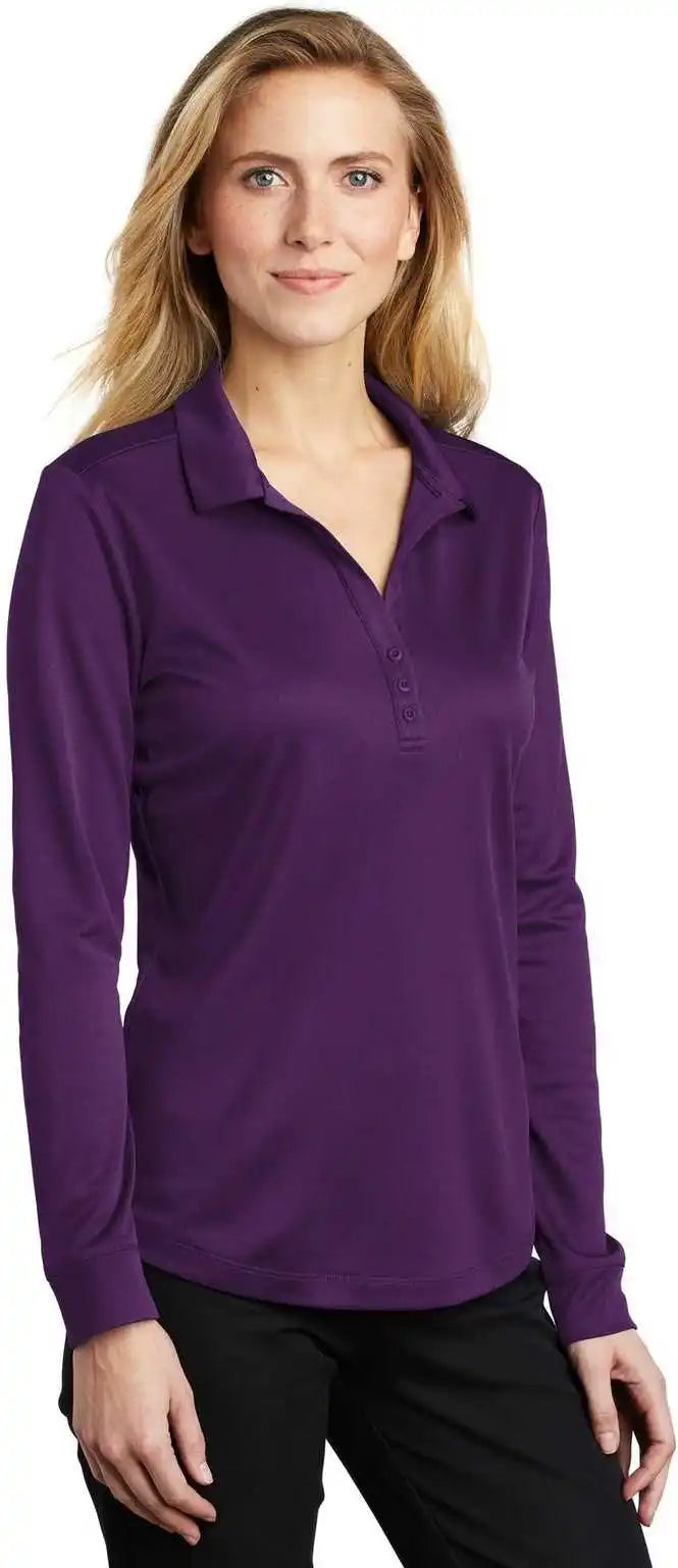 Port Authority L540ls Ladies Silk Touch Performance Long Sleeve Polo - Bright Purple