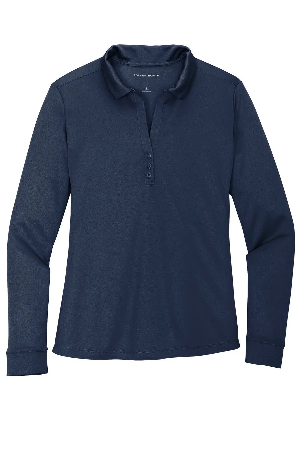 Port Authority L540ls Women’s Silk Touch Performance Long Sleeve Polo - Navy