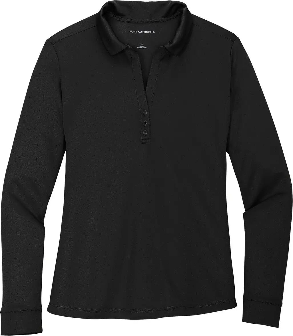 Port Authority L540ls Women’s Silk Touch Performance Long Sleeve Polo - Black