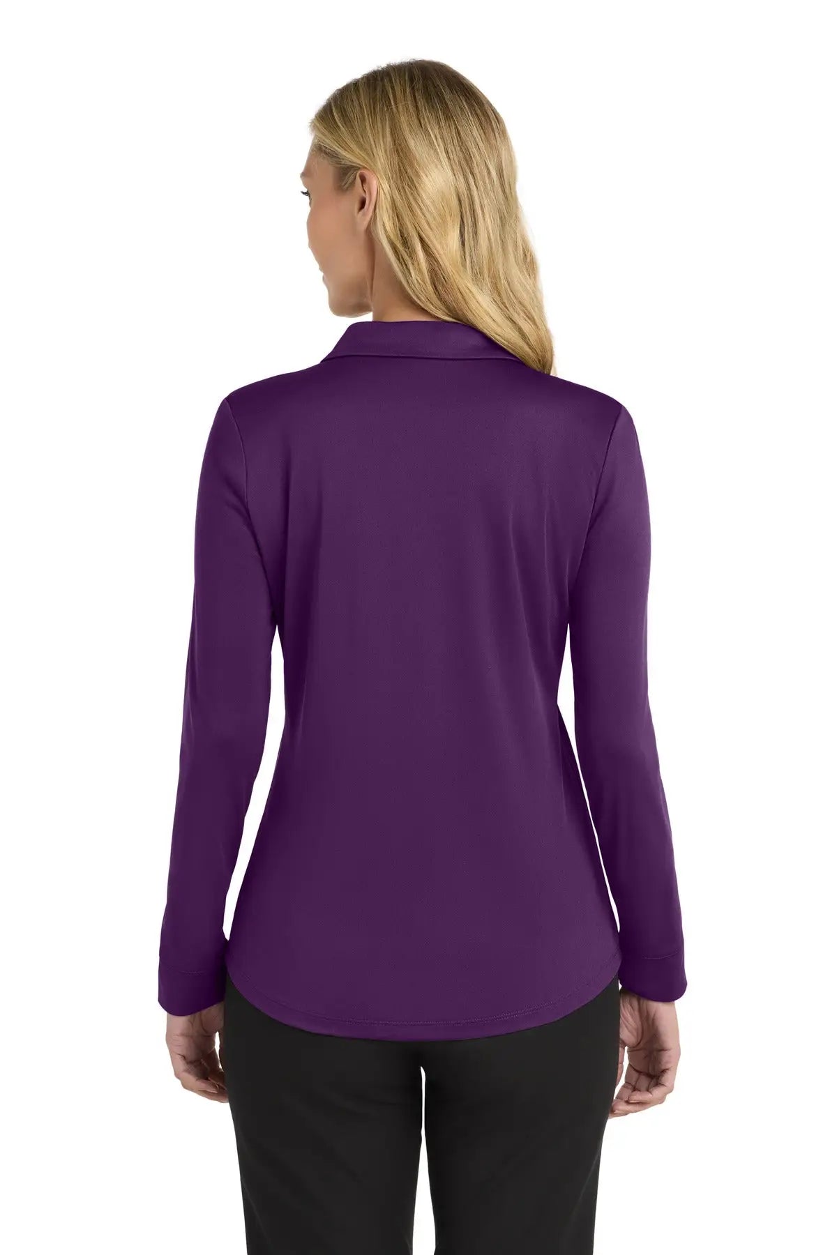 Port Authority L540ls Women’s Silk Touch Performance Long Sleeve Polo - Bright Purple