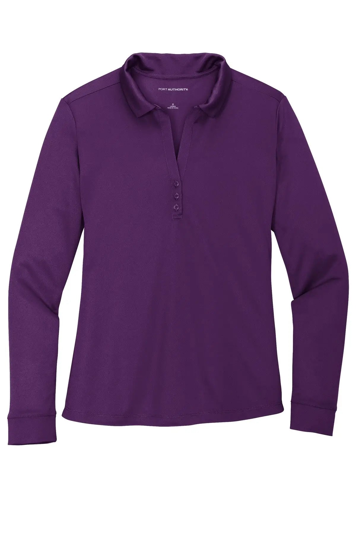 Port Authority L540ls Women’s Silk Touch Performance Long Sleeve Polo - Bright Purple