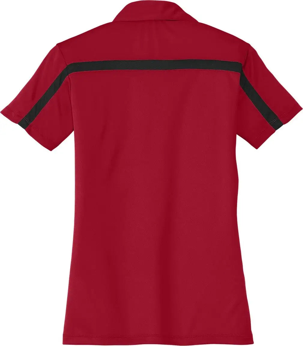 Port Authority L547 Women’s Silk Touch Performance Colorblock Stripe Polo - Red Black - Red/ / Ladies Xs