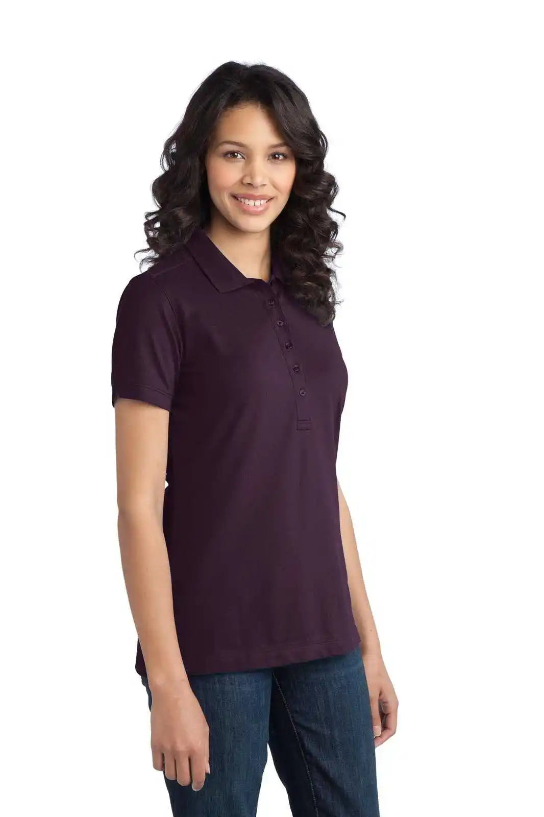 Port Authority L555 Ladies Stretch Pique Polo - Aubergine Purple
