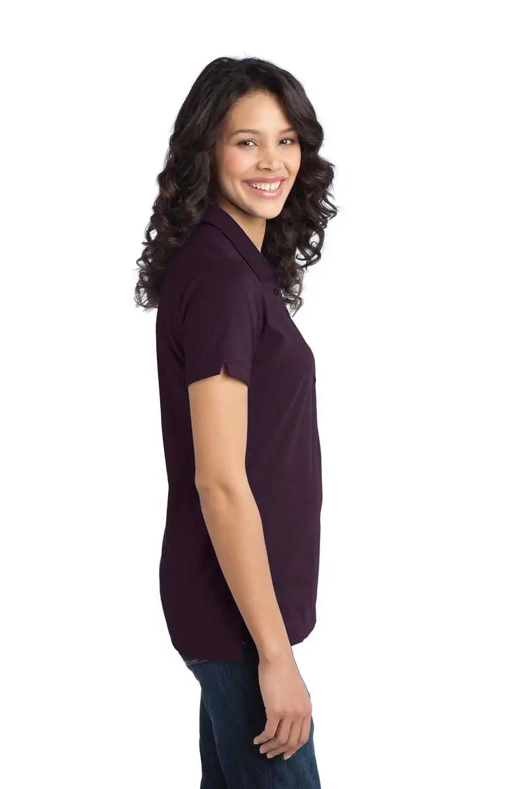 Port Authority L555 Ladies Stretch Pique Polo - Aubergine Purple
