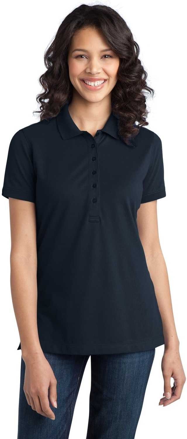 Port Authority L555 Ladies Stretch Pique Polo - Dress Blue Navy