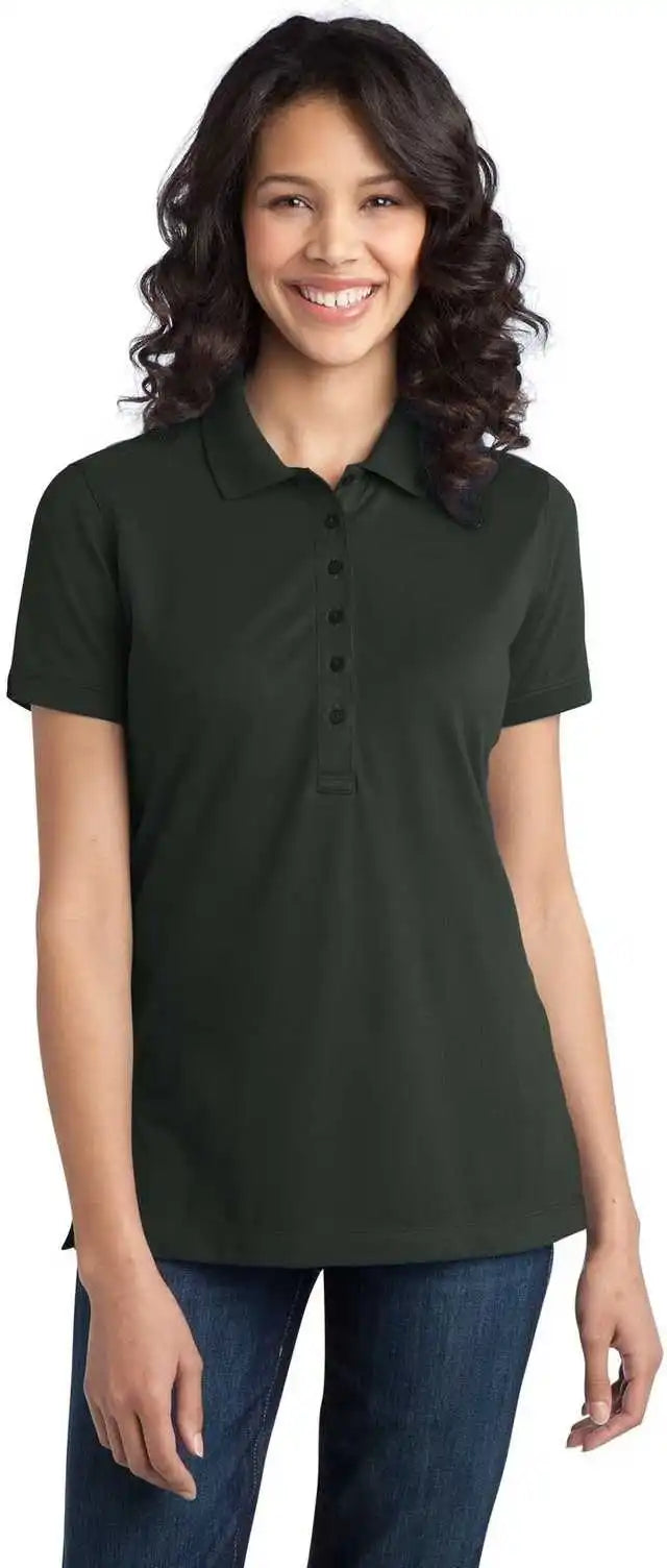 Port Authority L555 Ladies Stretch Pique Polo Gray Smoke