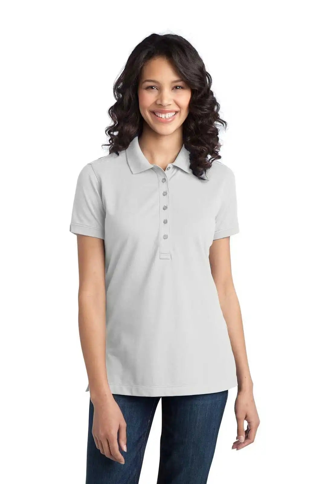 Port Authority L555 Ladies Stretch Pique Polo - White