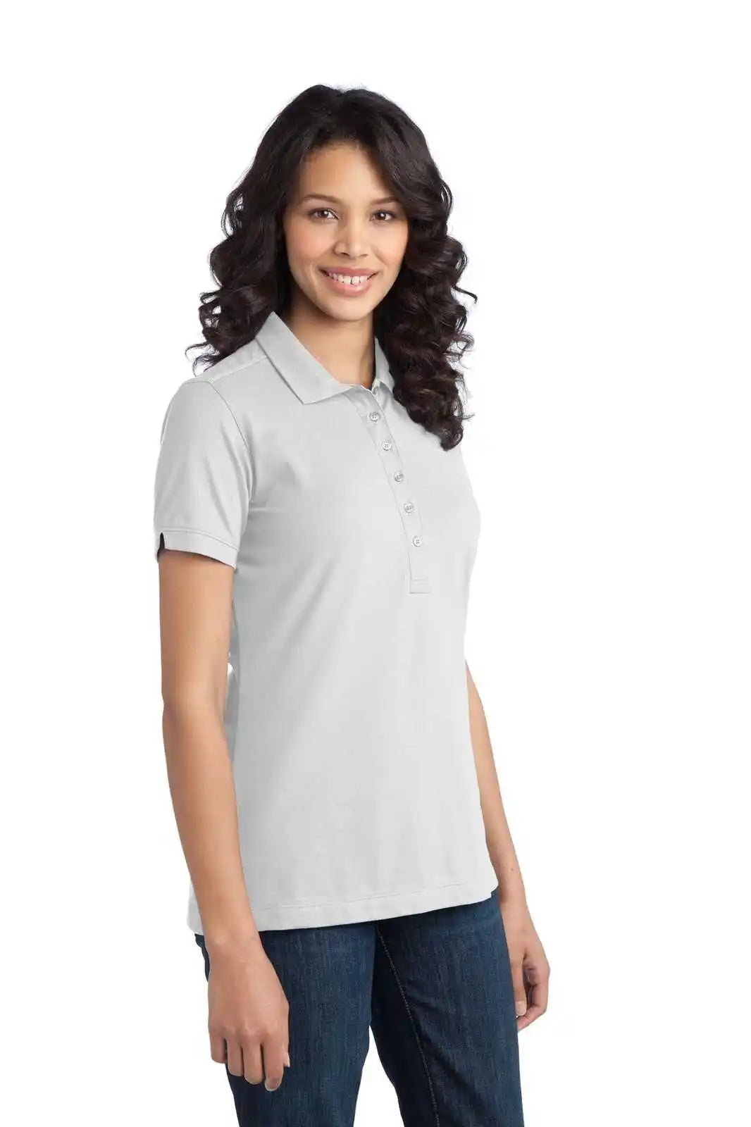 Port Authority L555 Ladies Stretch Pique Polo - White