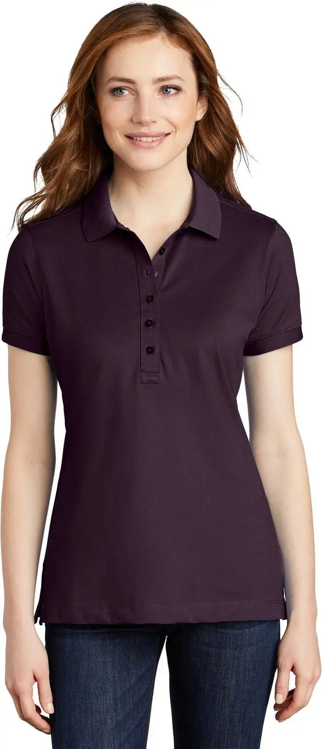 Port Authority L555 Women’s Stretch Pique Polo - Aubergine Purple - Ladies Xs