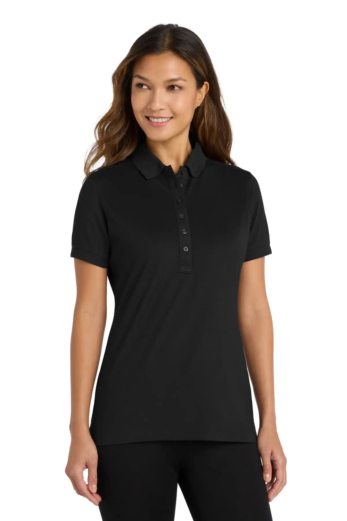 Port Authority L555 Women’s Stretch Pique Polo - Black - Ladies Xs