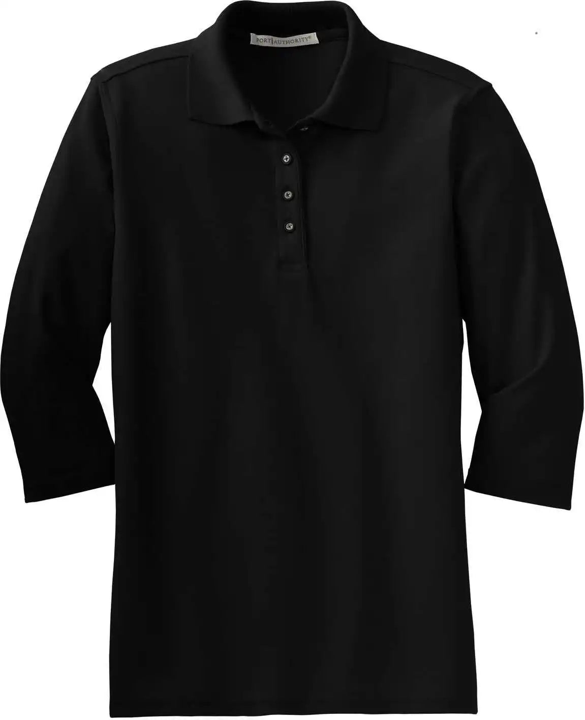 Port Authority L562 Ladies Silk Touch 3/4 Sleeve Polo Black