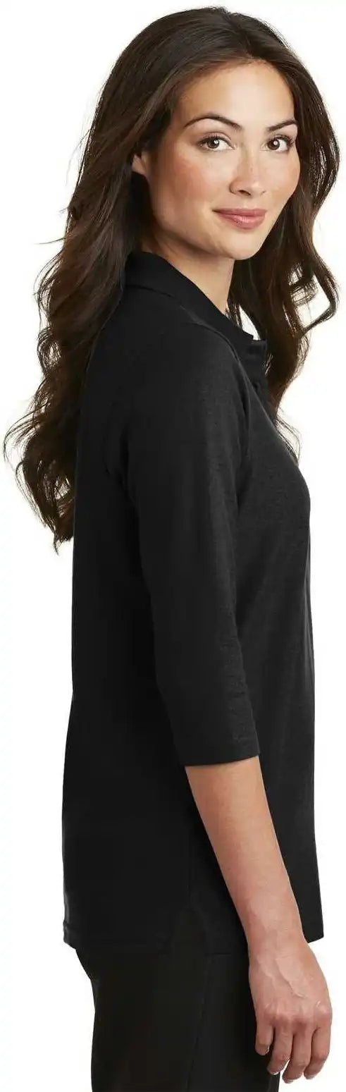 Port Authority L562 Ladies Silk Touch 3/4 Sleeve Polo Black