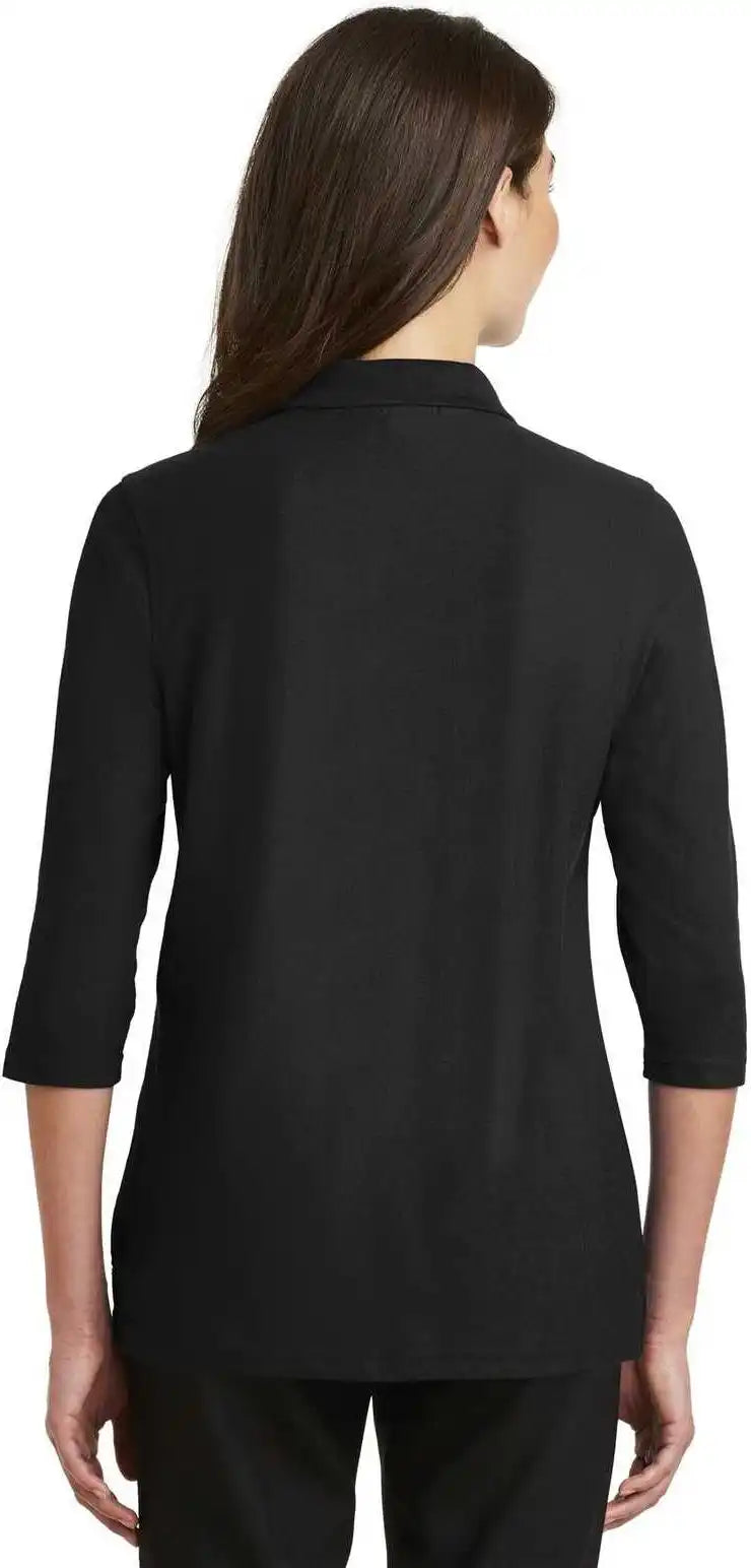 Port Authority L562 Ladies Silk Touch 3/4 Sleeve Polo Black