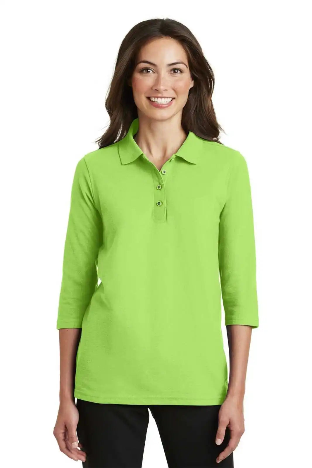 Port Authority L562 Ladies Silk Touch 3/4-sleeve Polo - Lime