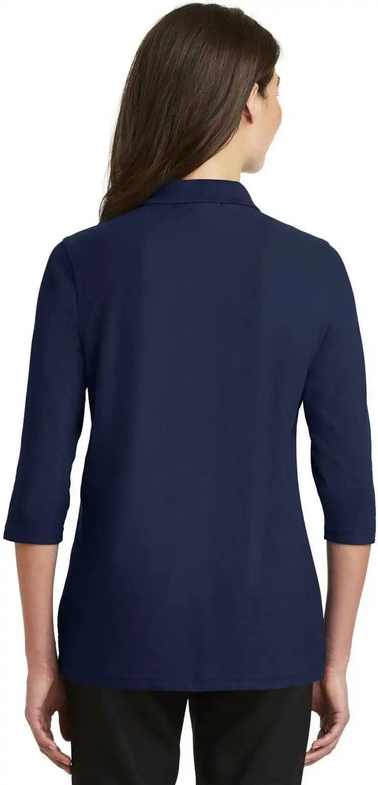 Port Authority L562 Ladies Silk Touch 3/4 Sleeve Polo Navy