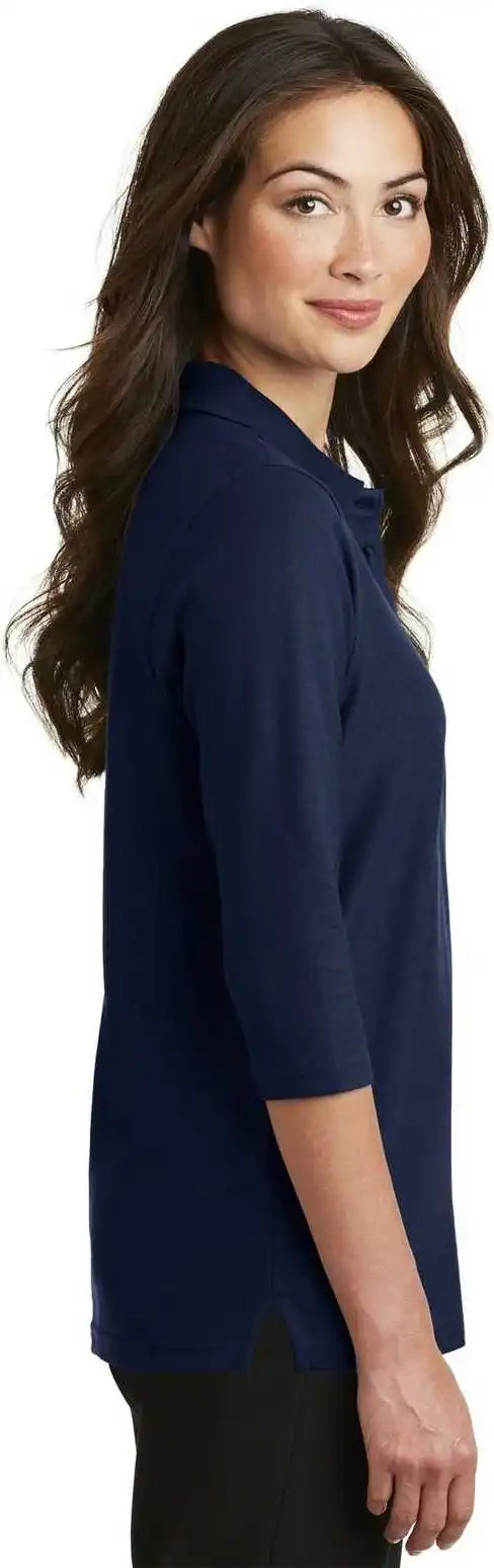 Port Authority L562 Ladies Silk Touch 3/4 Sleeve Polo Navy