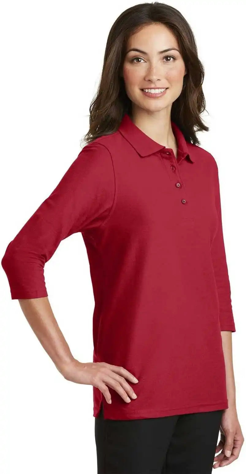 Port Authority L562 Ladies Silk Touch 3/4 Sleeve Polo Red