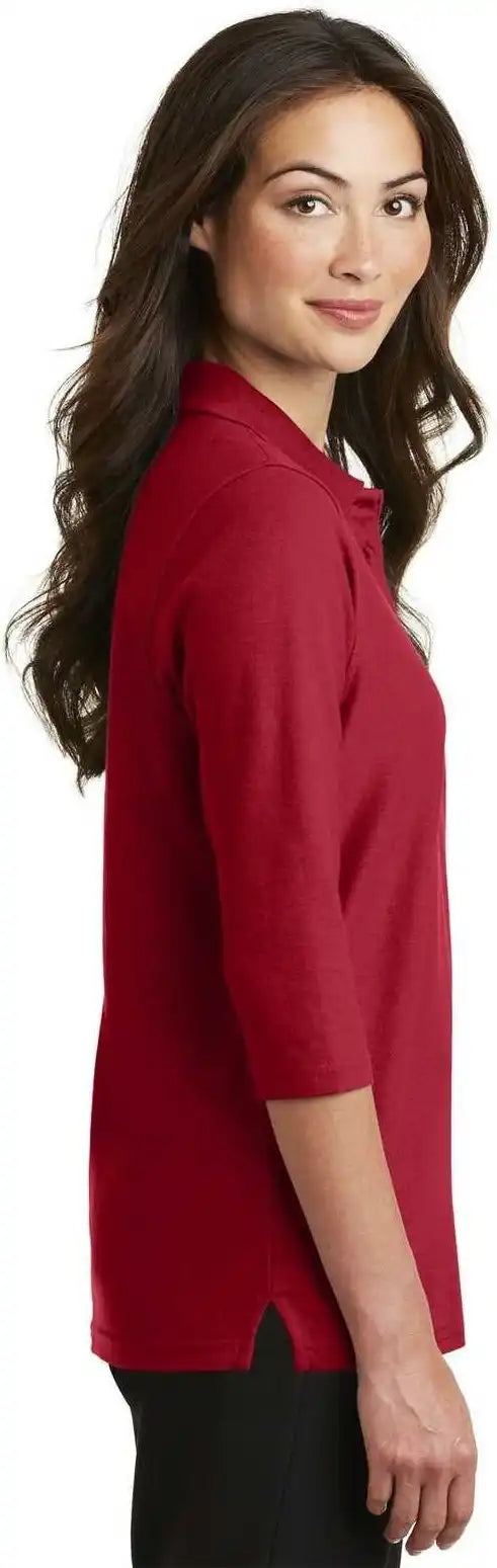 Port Authority L562 Ladies Silk Touch 3/4 Sleeve Polo Red