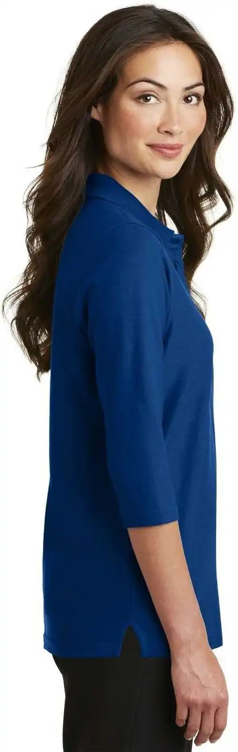 Port Authority L562 Ladies Silk Touch 3/4 Sleeve Polo Royal