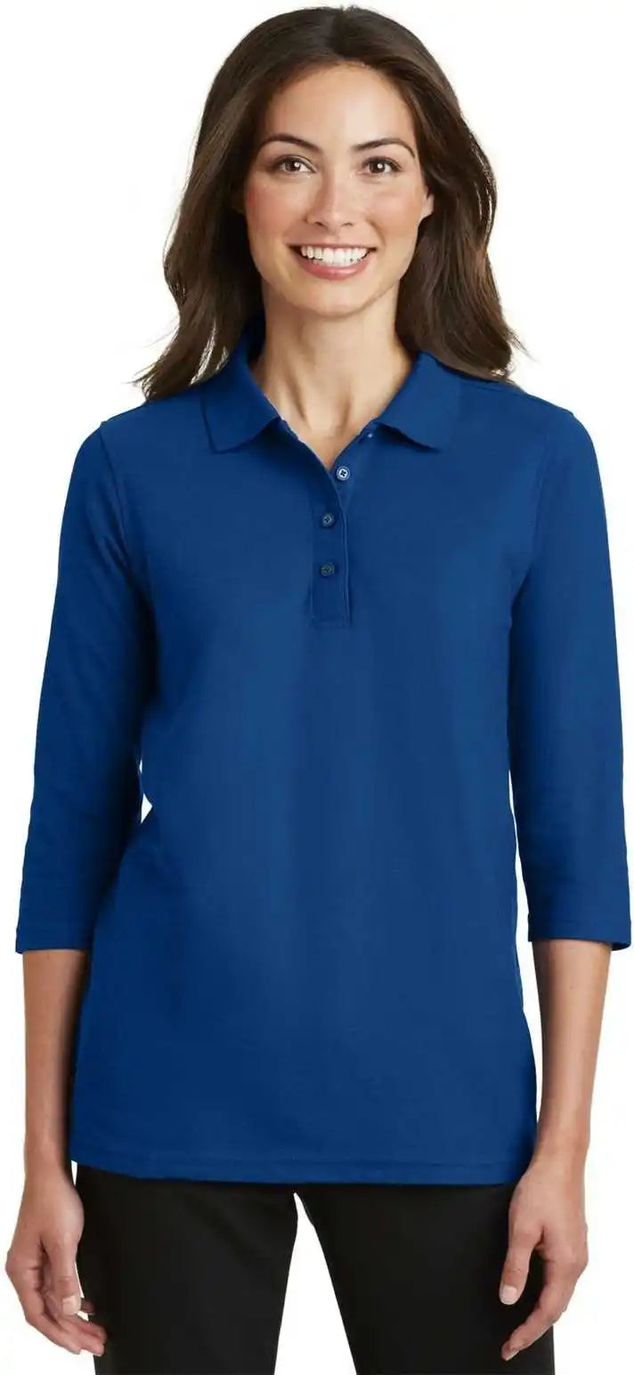 Port Authority L562 Ladies Silk Touch 3/4 Sleeve Polo Royal