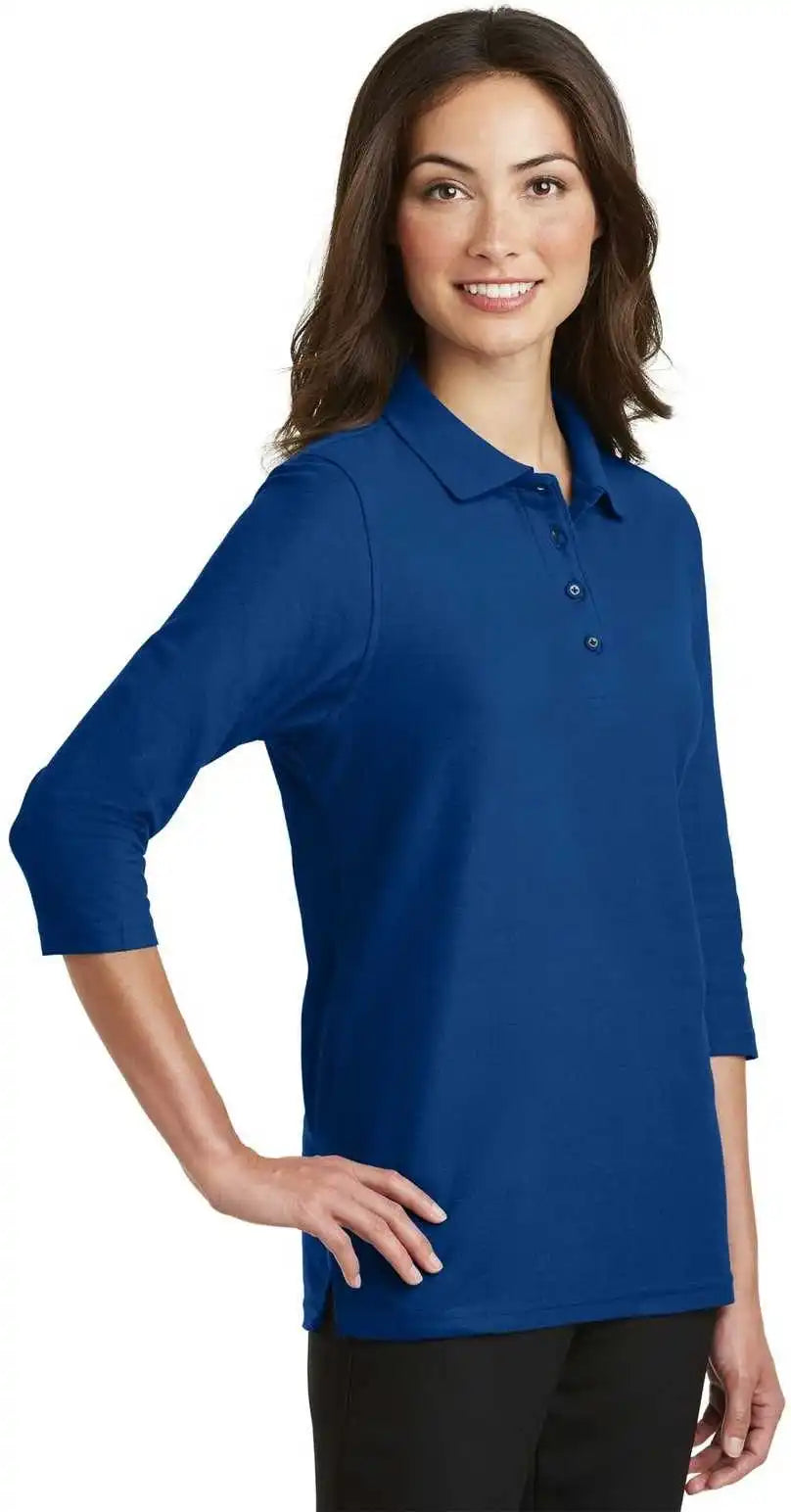 Port Authority L562 Ladies Silk Touch 3/4 Sleeve Polo Royal
