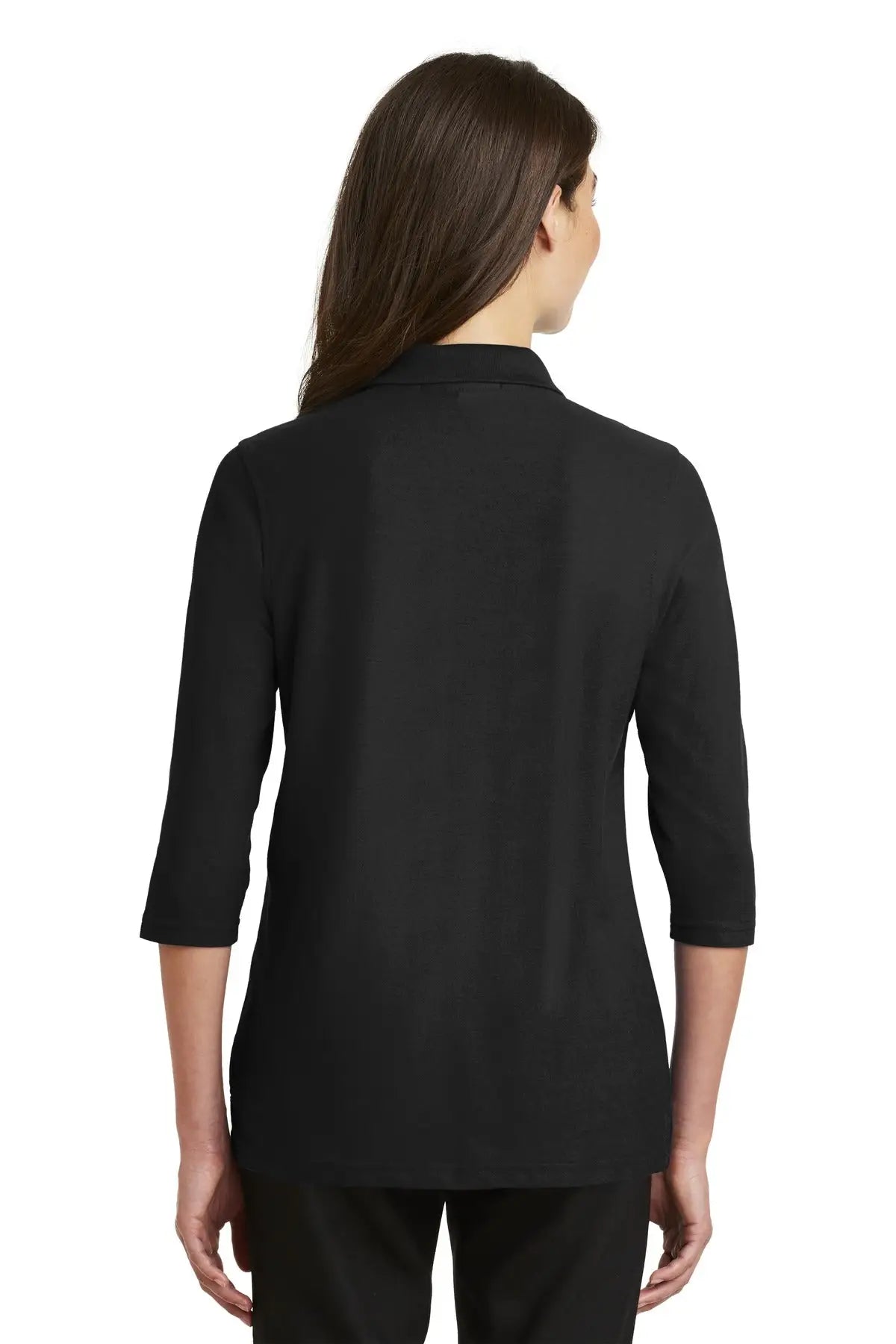 Port Authority L562 Women’s Silk Touch 3/4-sleeve Polo - Black
