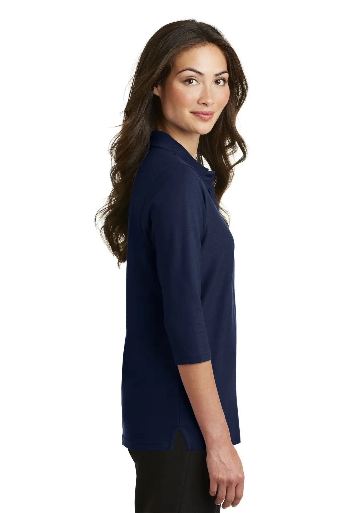 Port Authority L562 Women’s Silk Touch 3/4-sleeve Polo - Navy