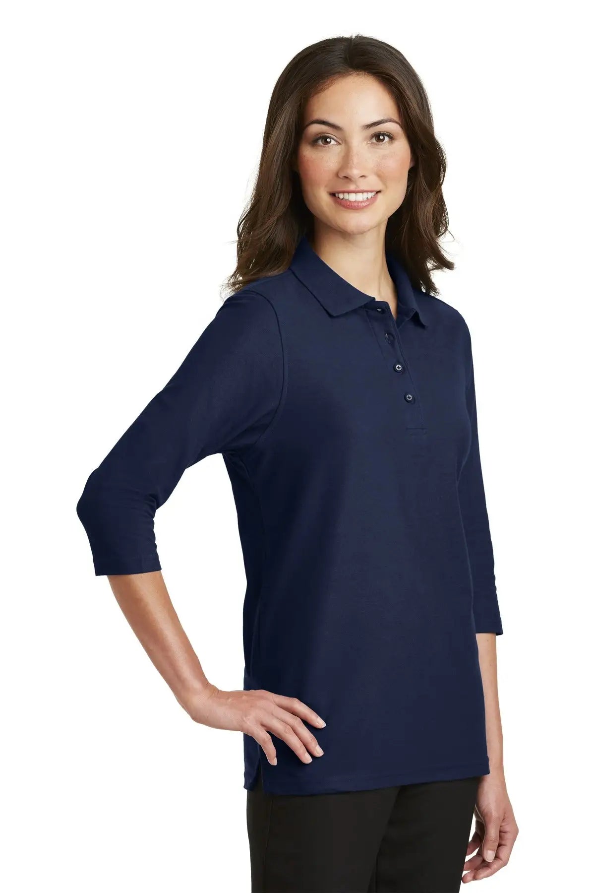 Port Authority L562 Women’s Silk Touch 3/4-sleeve Polo - Navy