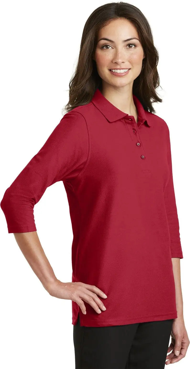 Port Authority L562 Women’s Silk Touch 3/4-sleeve Polo - Red
