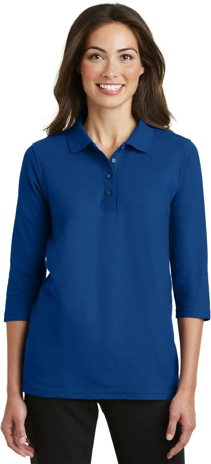 Port Authority L562 Women’s Silk Touch 3/4-sleeve Polo - Royal - Ladies Xs