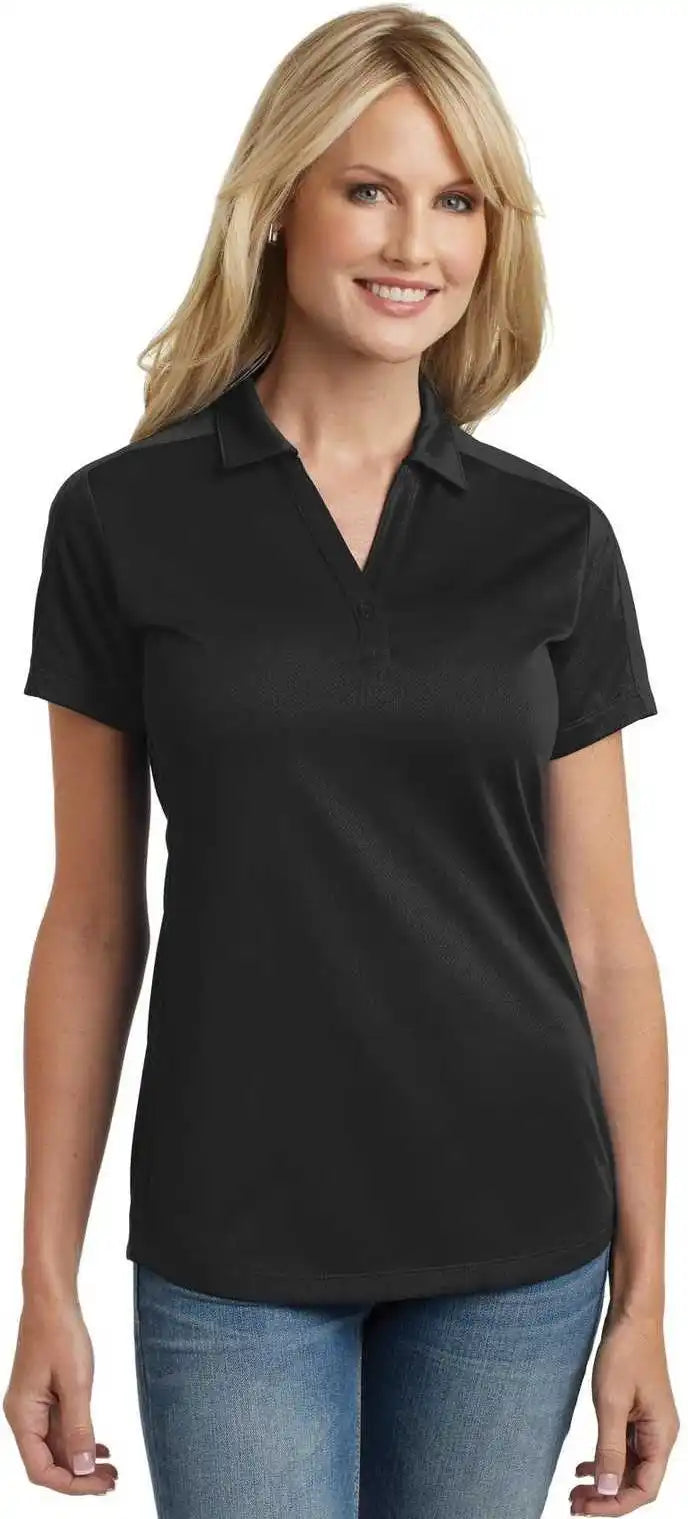 Port Authority L569 Ladies Diamond Jacquard Polo Black