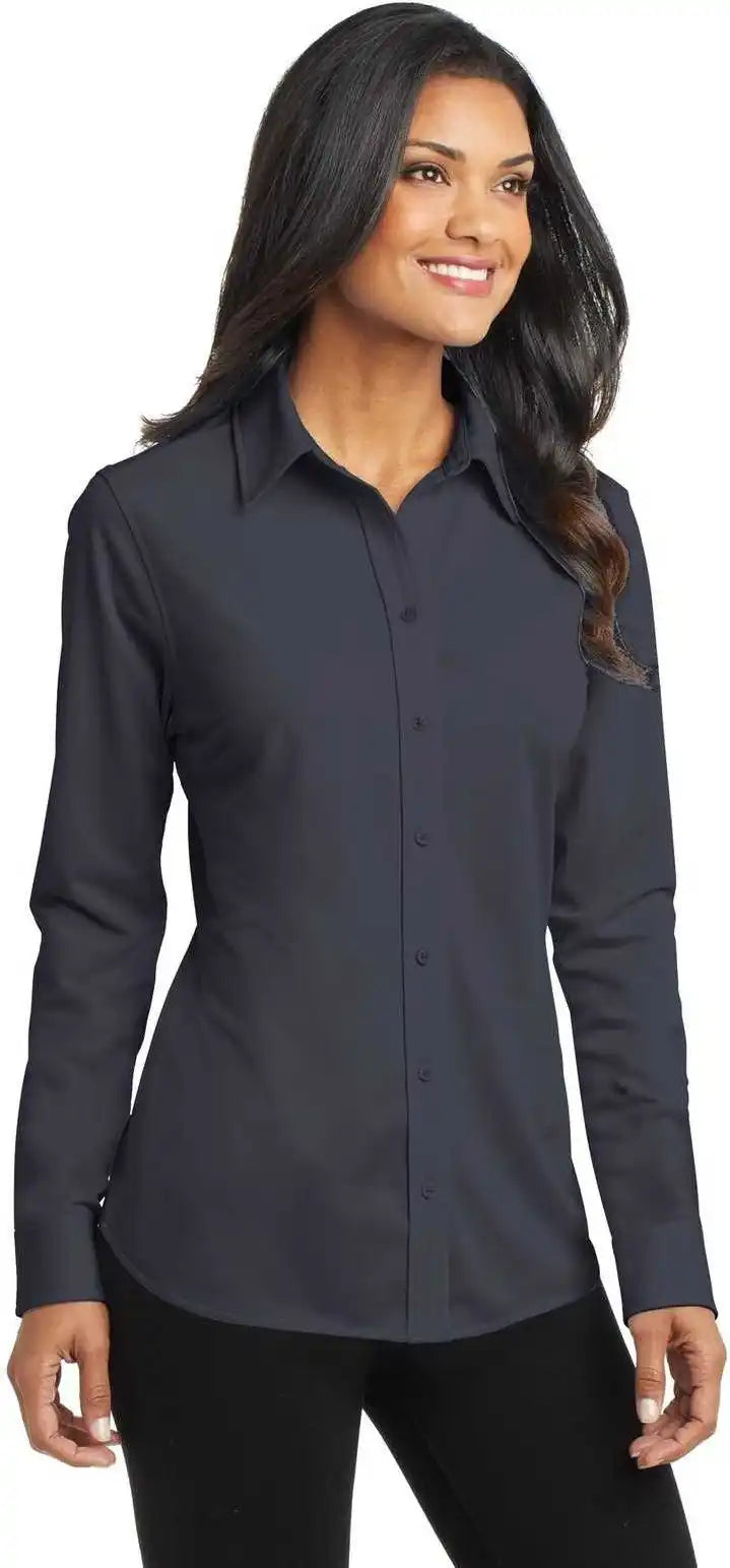 Port Authority L570 Ladies Dimension Knit Dress Shirt Battleship Gray