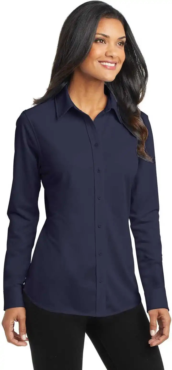 Port Authority L570 Ladies Dimension Knit Dress Shirt Dark Navy