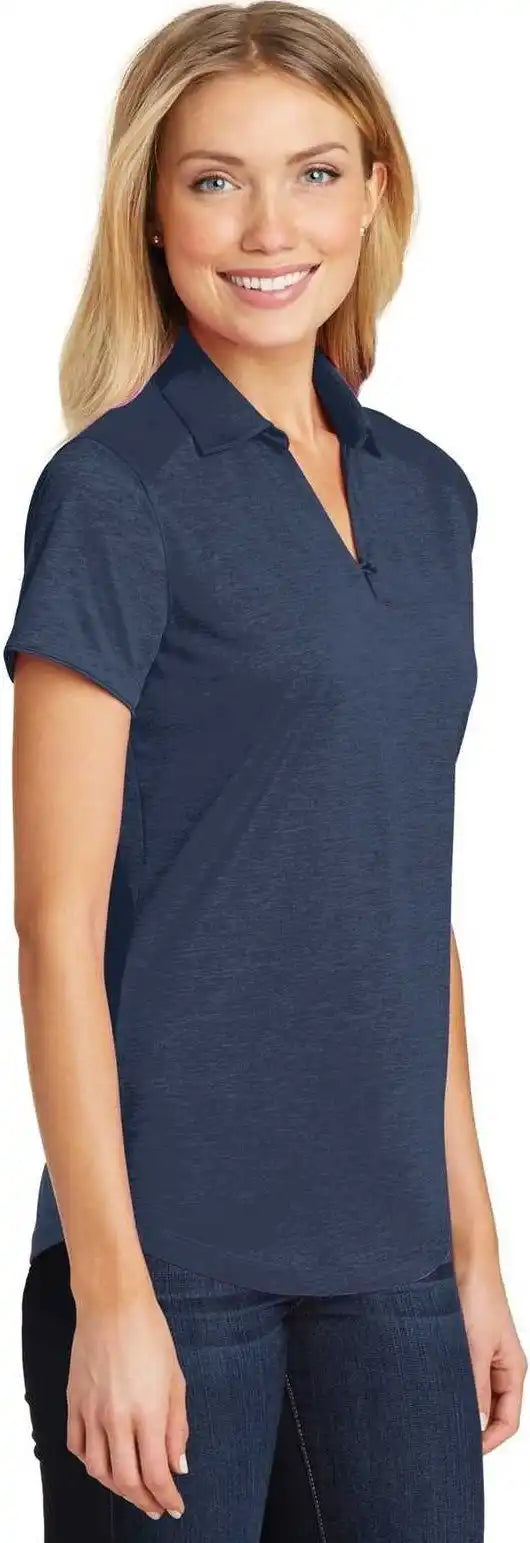 Port Authority L574 Ladies Digi Heather Performance Polo Dress Blue Navy