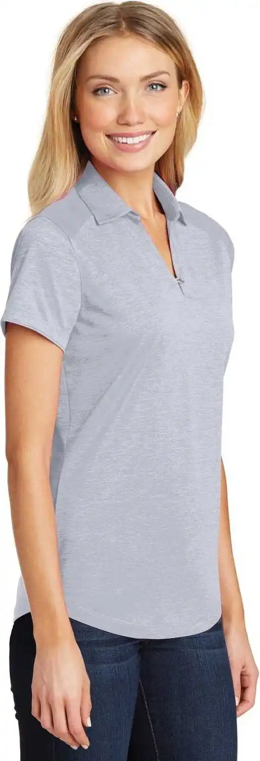 Port Authority L574 Ladies Digi Heather Performance Polo - Light Gray