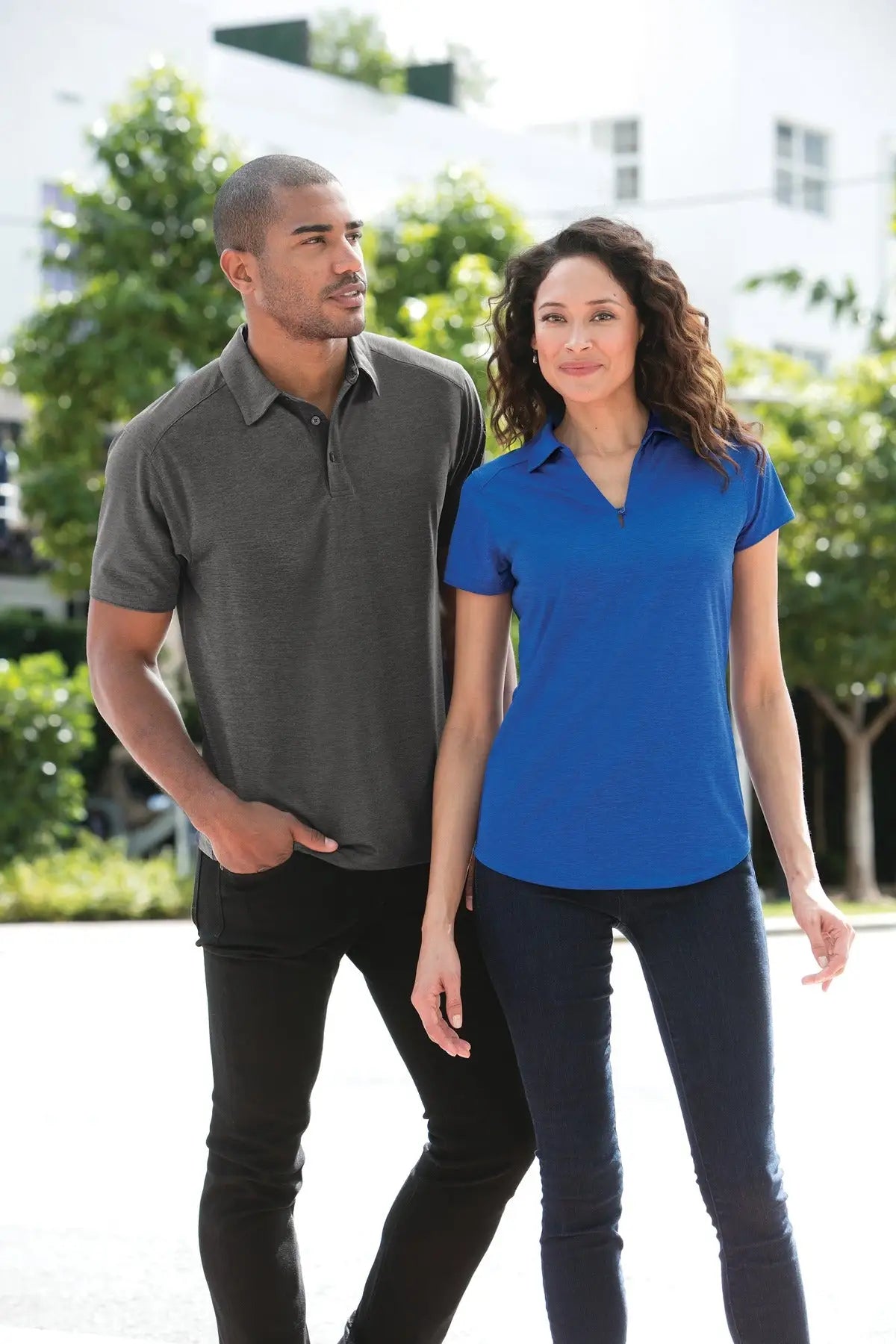 Port Authority L574 Women’s Digi Heather Performance Polo - Maui Blue